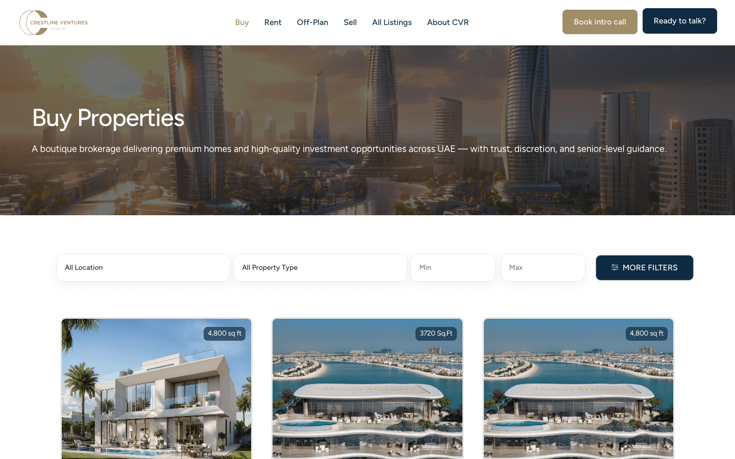 CVR.ae - Buy properties filter functionality