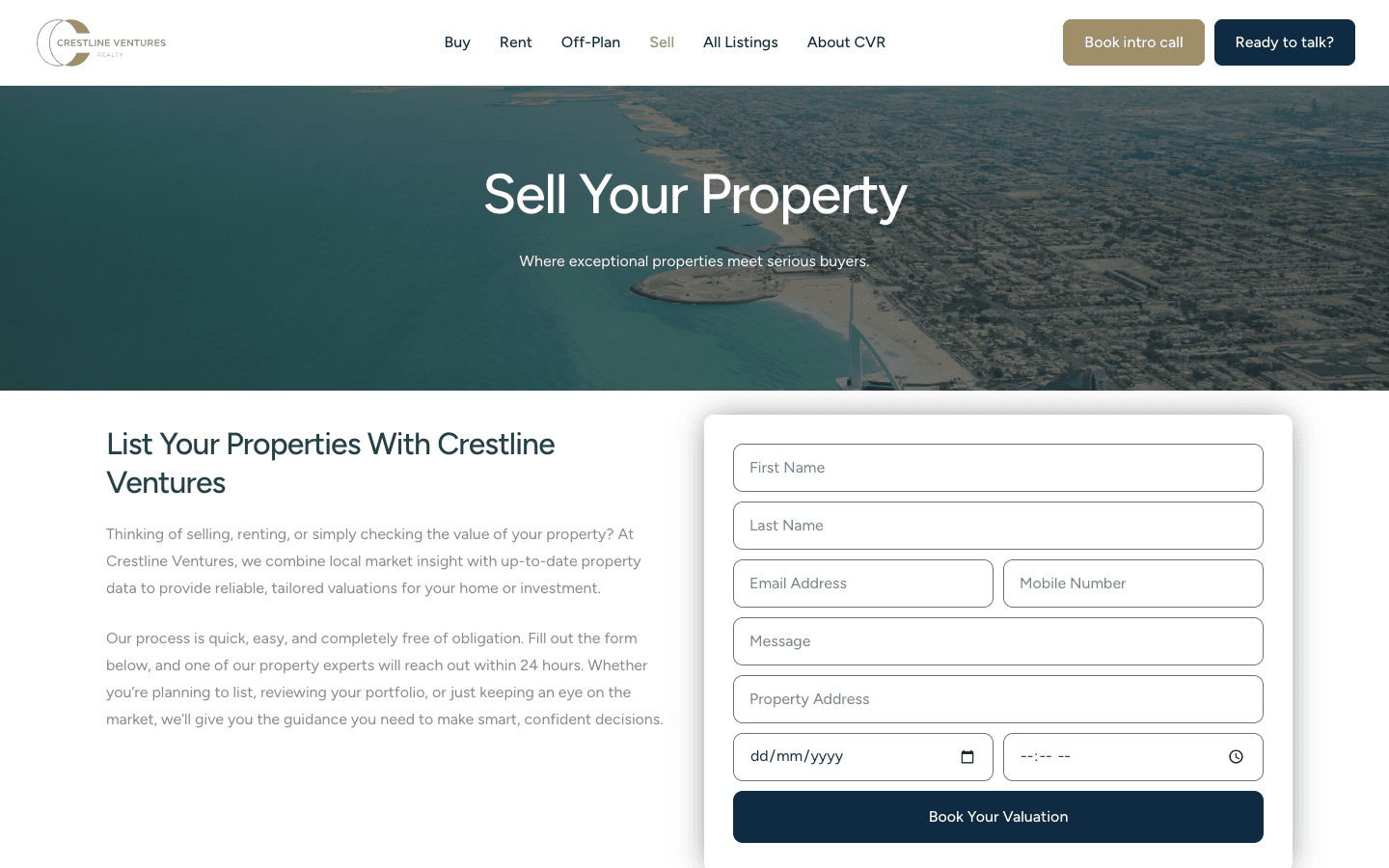 CVR.ae - Sell page lead generation form