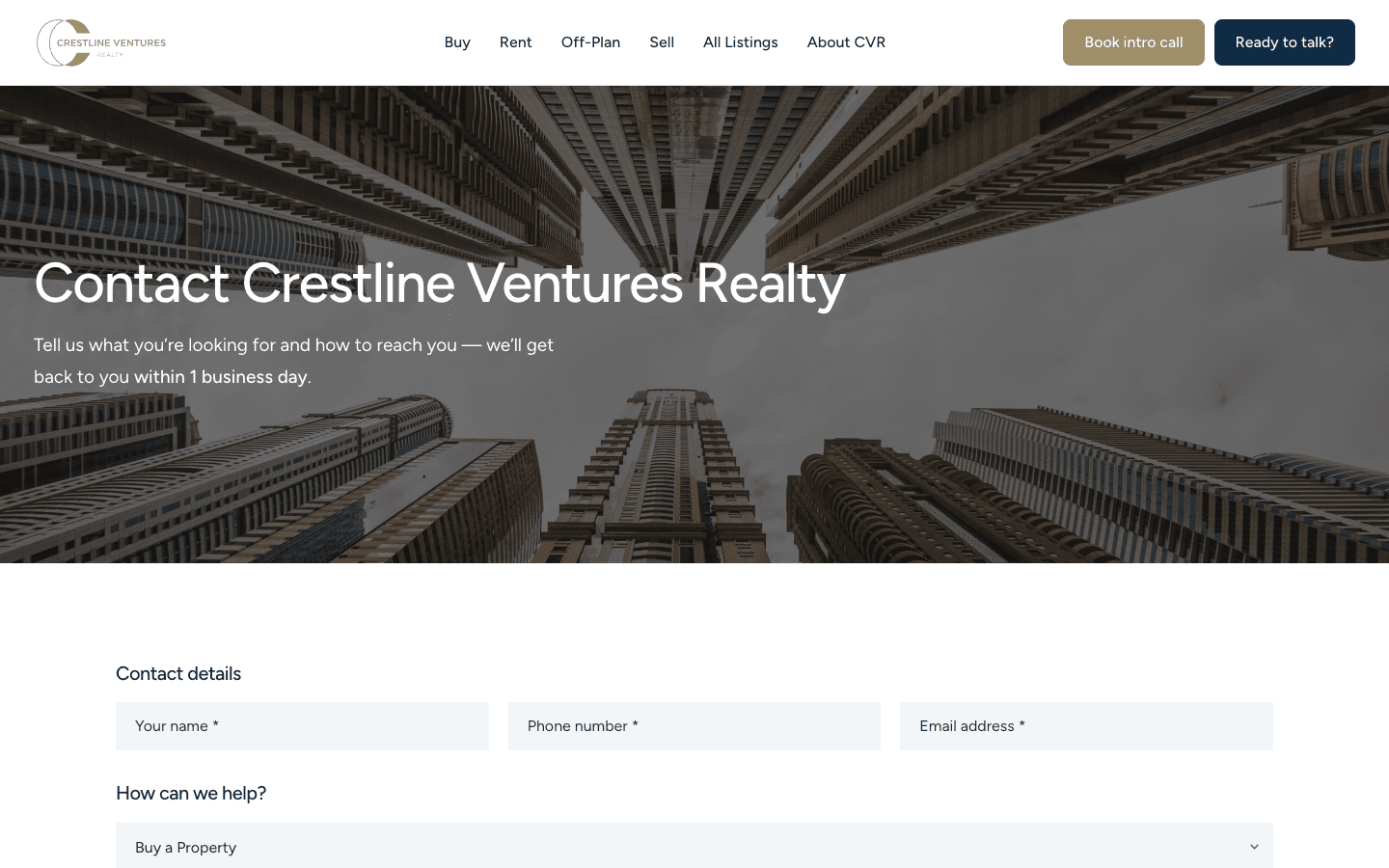 CVR.ae - Booking and contact form
