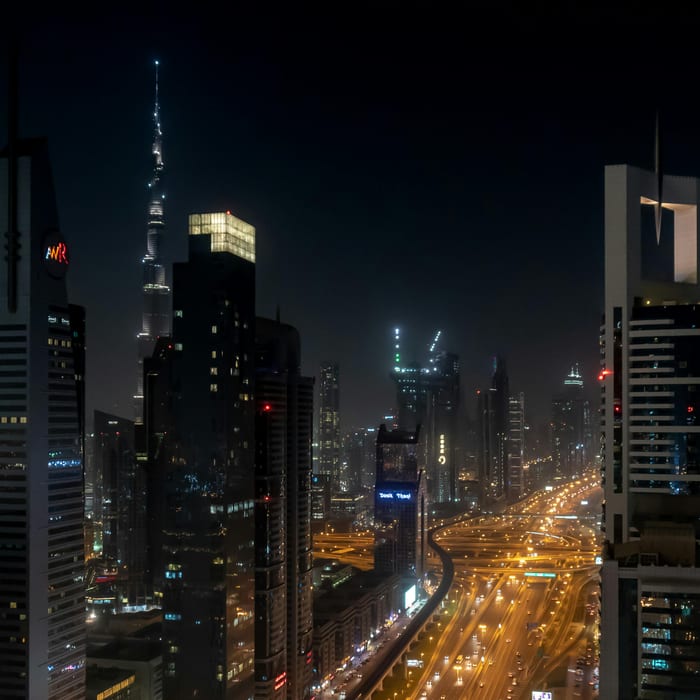 Dubai skyline at night
